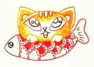 猫的色铅笔简笔画画法步骤04