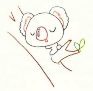 考拉的色铅笔简笔画画法步骤02