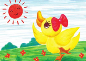 小鸭子晒太阳儿童蜡笔画画法