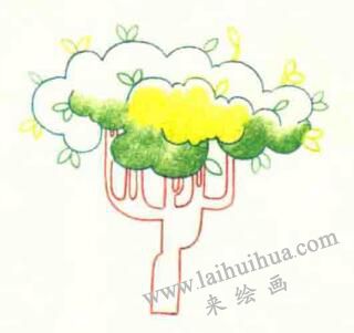 大树色铅笔简笔画画法步骤03