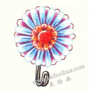 粘钩色铅笔简笔画画法步骤06