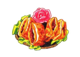 肉夹馍色铅笔简笔画