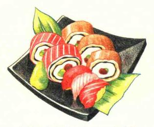 寿司色铅笔简笔画画法步骤06