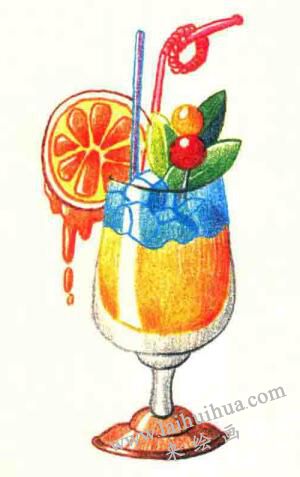 酒水饮料色铅笔简笔画画法步骤06