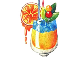 酒水饮料色铅笔简笔画