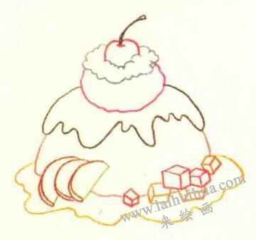 冰激凌的色铅笔简笔画画法步骤02