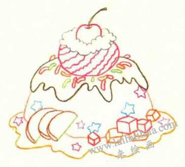 冰激凌色铅笔简笔画画法步骤03