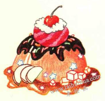 冰激凌色铅笔简笔画画法步骤05