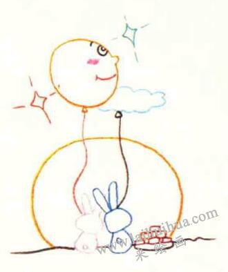 中秋节的色铅笔简笔画画法步骤02