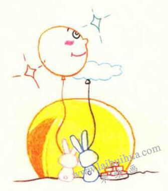 中秋节色铅笔简笔画画法步骤03
