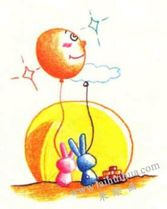 中秋节色铅笔简笔画画法步骤05