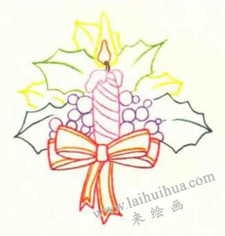 圣诞节的色铅笔简笔画画法步骤02