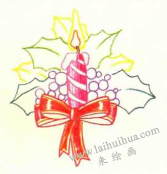 圣诞节色铅笔简笔画画法步骤03