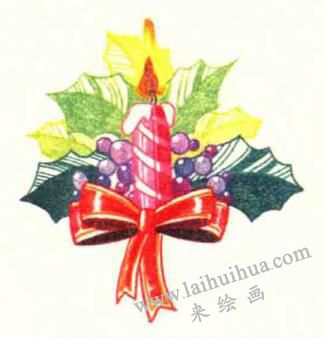 圣诞节色铅笔简笔画画法步骤06