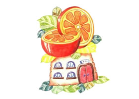 水果房子色铅笔简笔画