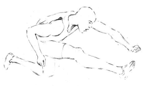 跨栏选手素描画法步骤04