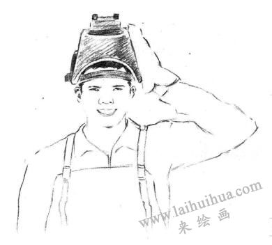 电焊工素描画法步骤02