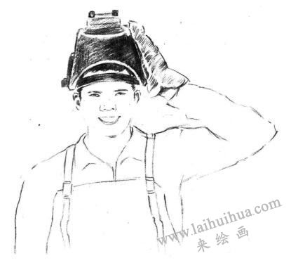 电焊工素描画法步骤03