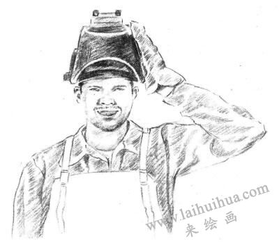 电焊工素描画法步骤06
