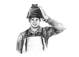 电焊工素描画法步骤