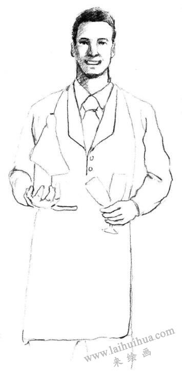 服务员素描画法步骤02