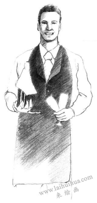 服务员素描画法步骤03