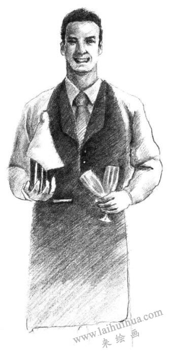 服务员素描画法步骤04
