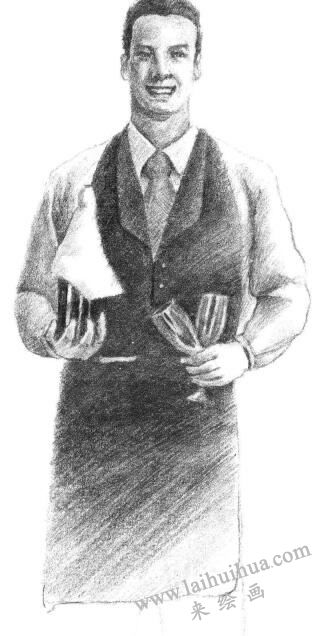 服务员素描画法步骤05