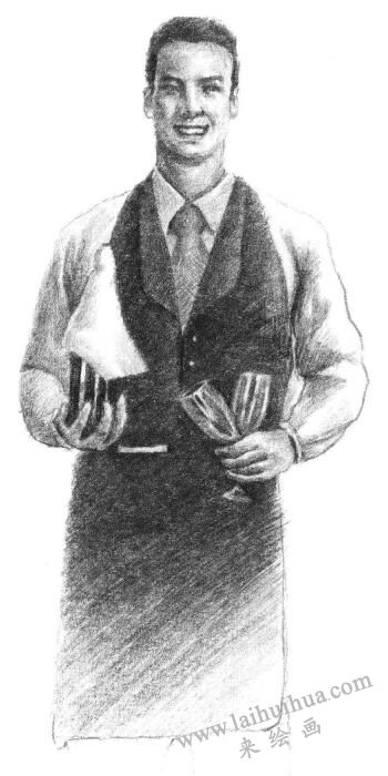 服务员素描画法步骤06