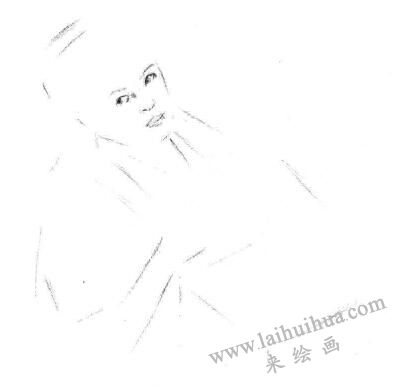 收银员素描画法步骤02
