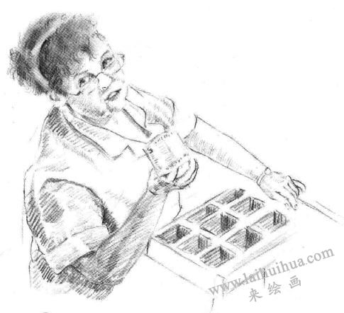 收银员素描画法步骤09
