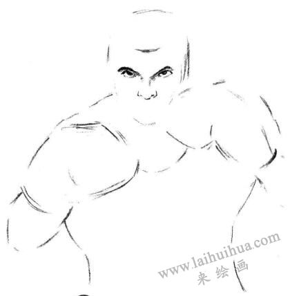 拳击手素描画法步骤02