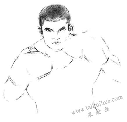 拳击手素描画法步骤03