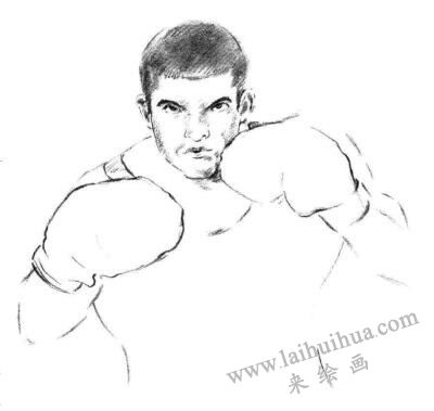 拳击手素描画法步骤04