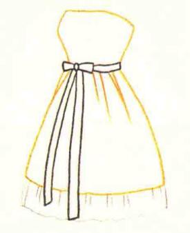 小礼服裙的色铅笔简笔画画法步骤02