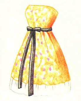 小礼服裙色铅笔简笔画画法步骤06