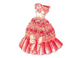 婚纱礼服色铅笔简笔画画法步骤