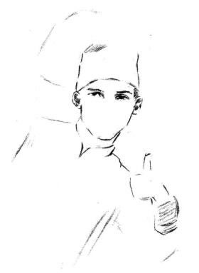 笑容满面的厨师素描画法步骤03