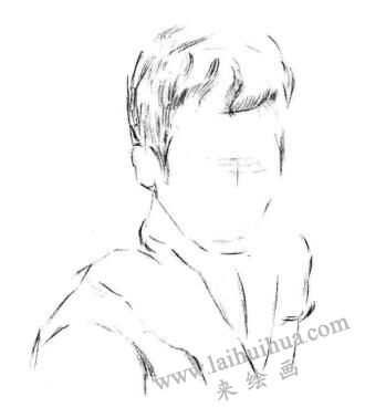 扮酷的男青年素描画法步骤02
