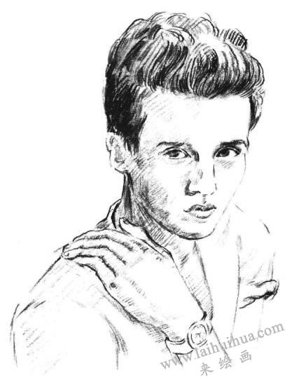 扮酷的男青年素描画法步骤10
