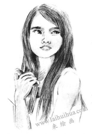 温柔的女人素描画法步骤08