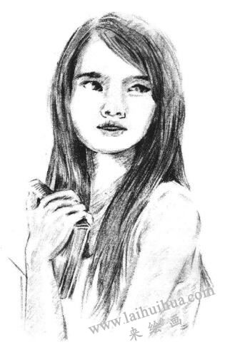 温柔的女人素描画法步骤09
