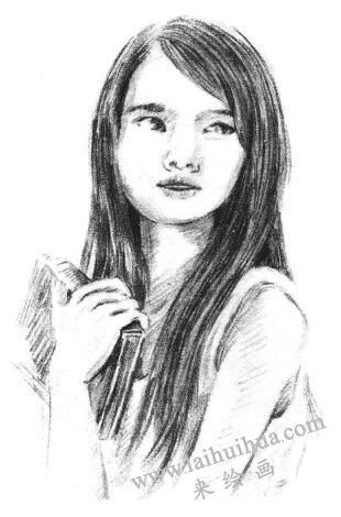 温柔的女人素描画法步骤10