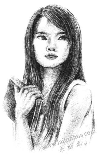 温柔的女人素描画法步骤11