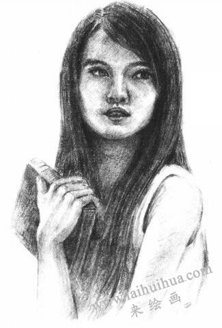 温柔的女人素描画法步骤12