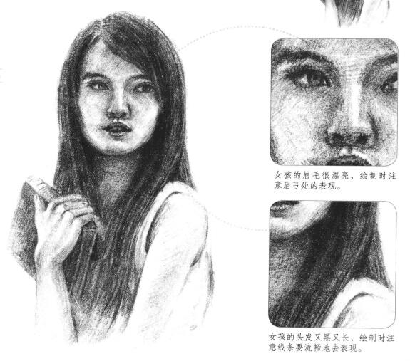 温柔的女人素描画法步骤