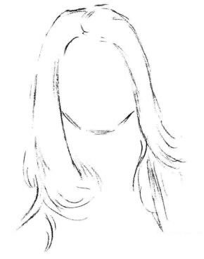 长发少女素描画法步骤01