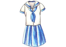 校服色铅笔简笔画