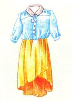 燕尾裙色铅笔简笔画画法步骤05