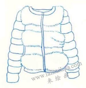 羽绒服的色铅笔简笔画画法步骤02